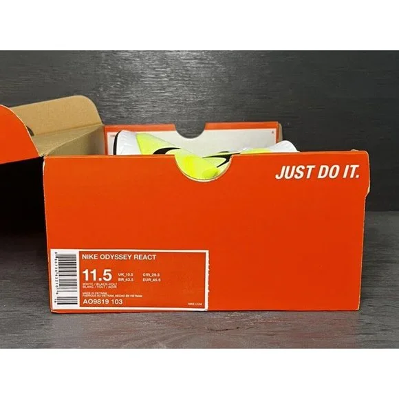 Nike Odyssey React Men’s White-Black-Volt Size 11.5 AO9819-103 NEW - Picture 7 of 7